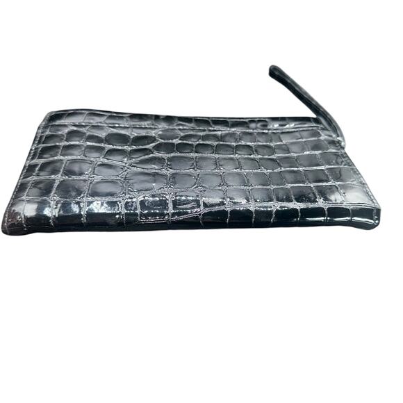 Brighton Shiny Black Croc Embossed Leather Wristlet Wallet Clutch - Picture 6 of 16